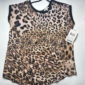 With Love Women's Animal Print Short Sleeve Blouse 
Sz S